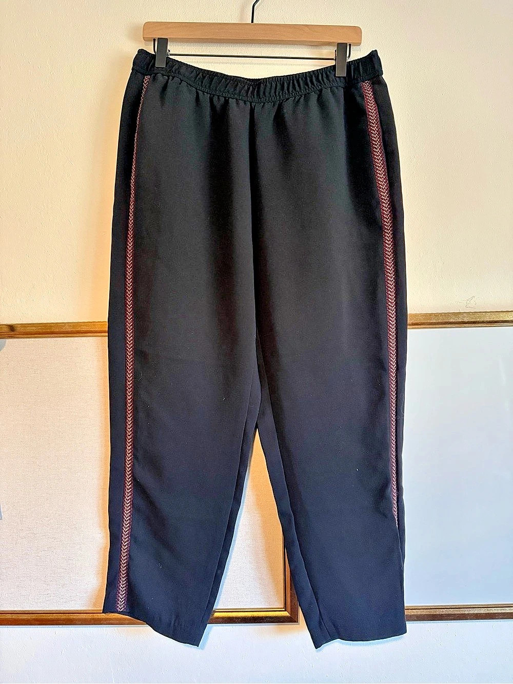 Madewell Black Jogger Pants with embroidered stripe detail